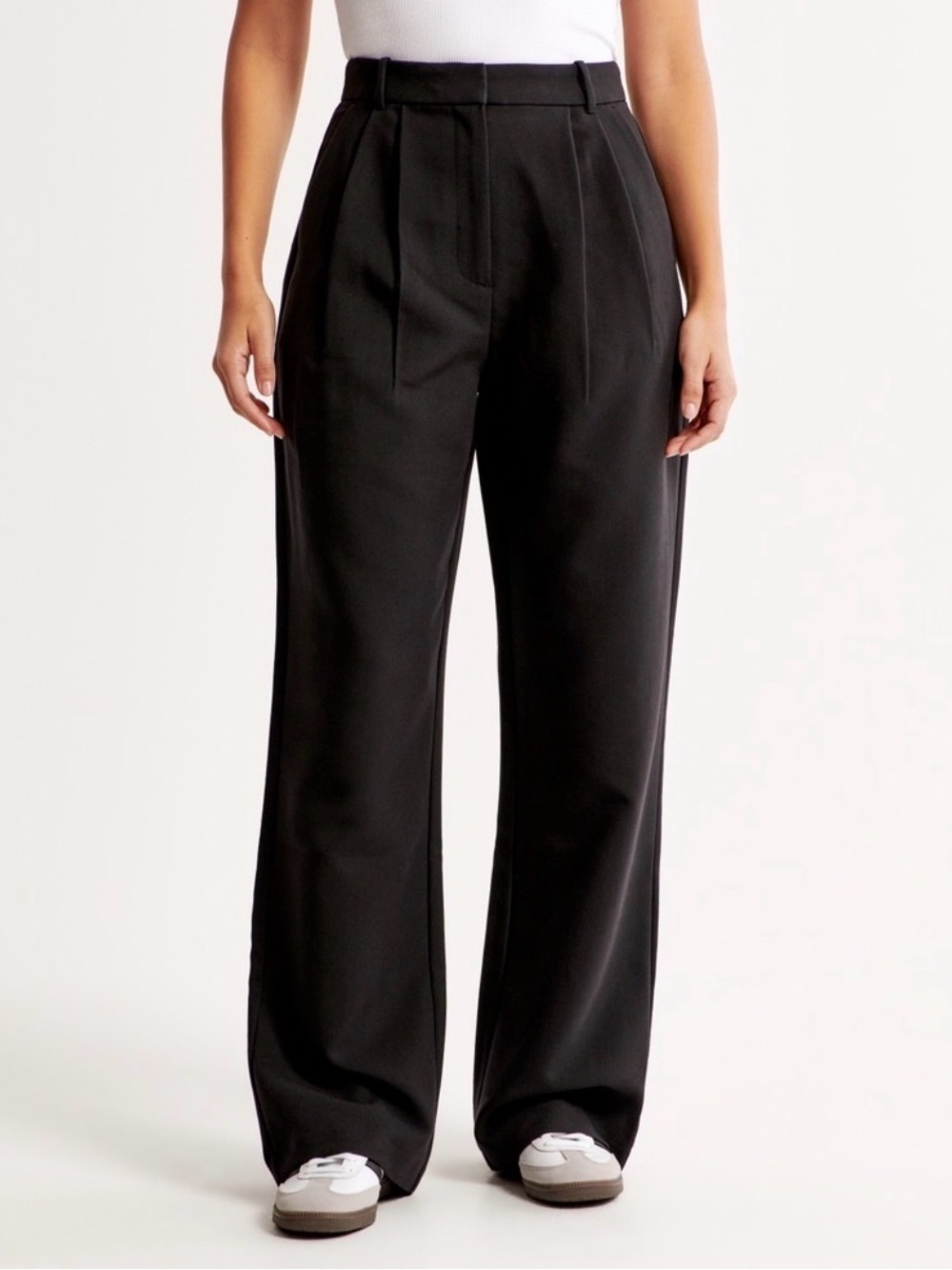 Abercrombie & Fitch Size 30/10 LONG Sloane Tailored Wide Leg Trouser Pants Black